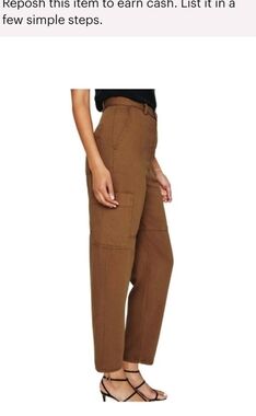 AG Adriano Goldschmied Renn Utility Cotton Silk Barrel Pant Large Size 25.